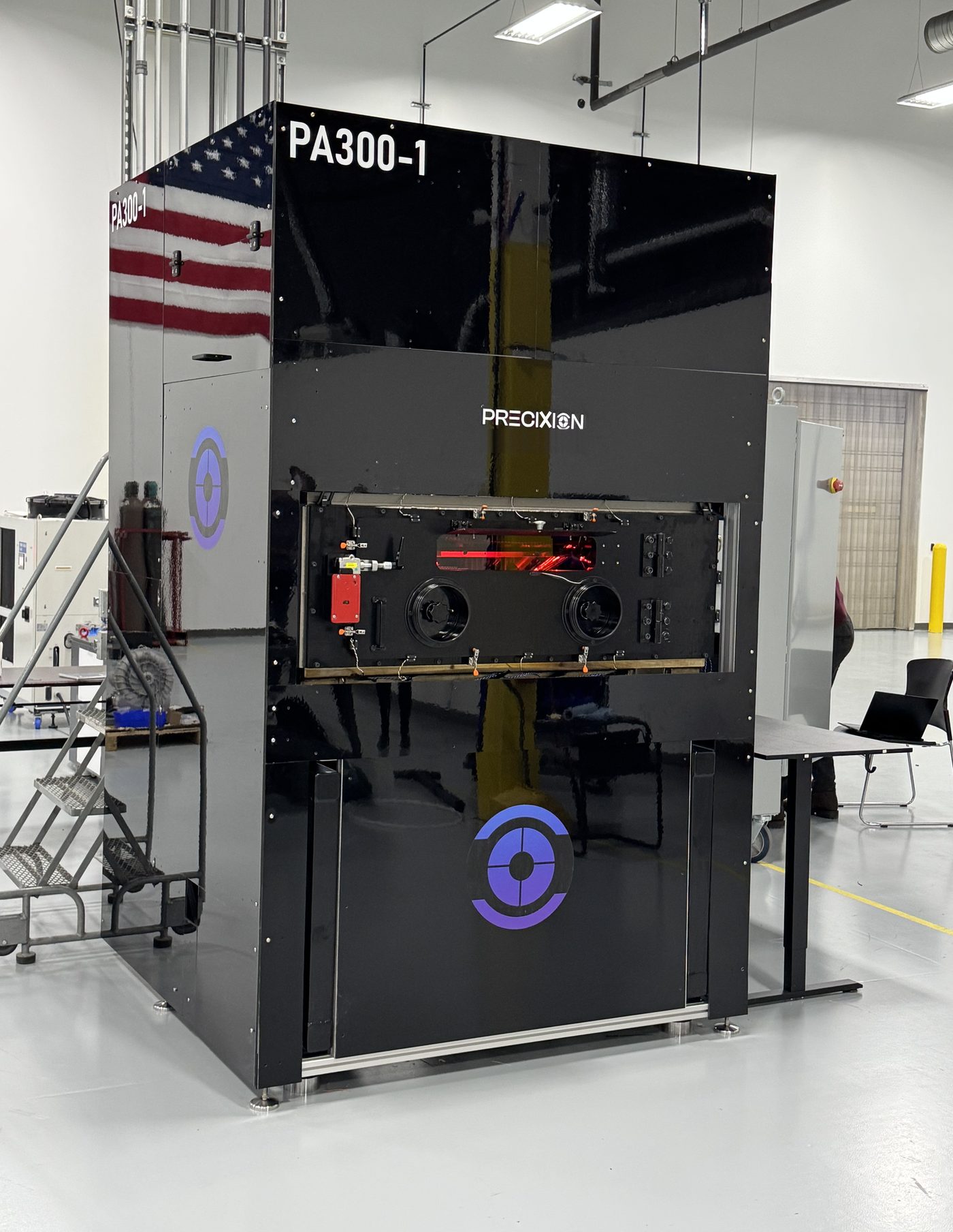 The PA-300 laser powder bed fusion system on the shop floor in Noblesville, Indiana